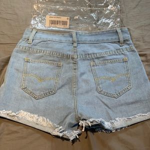 Peacock blue Jean shorts cuff with fringe S
